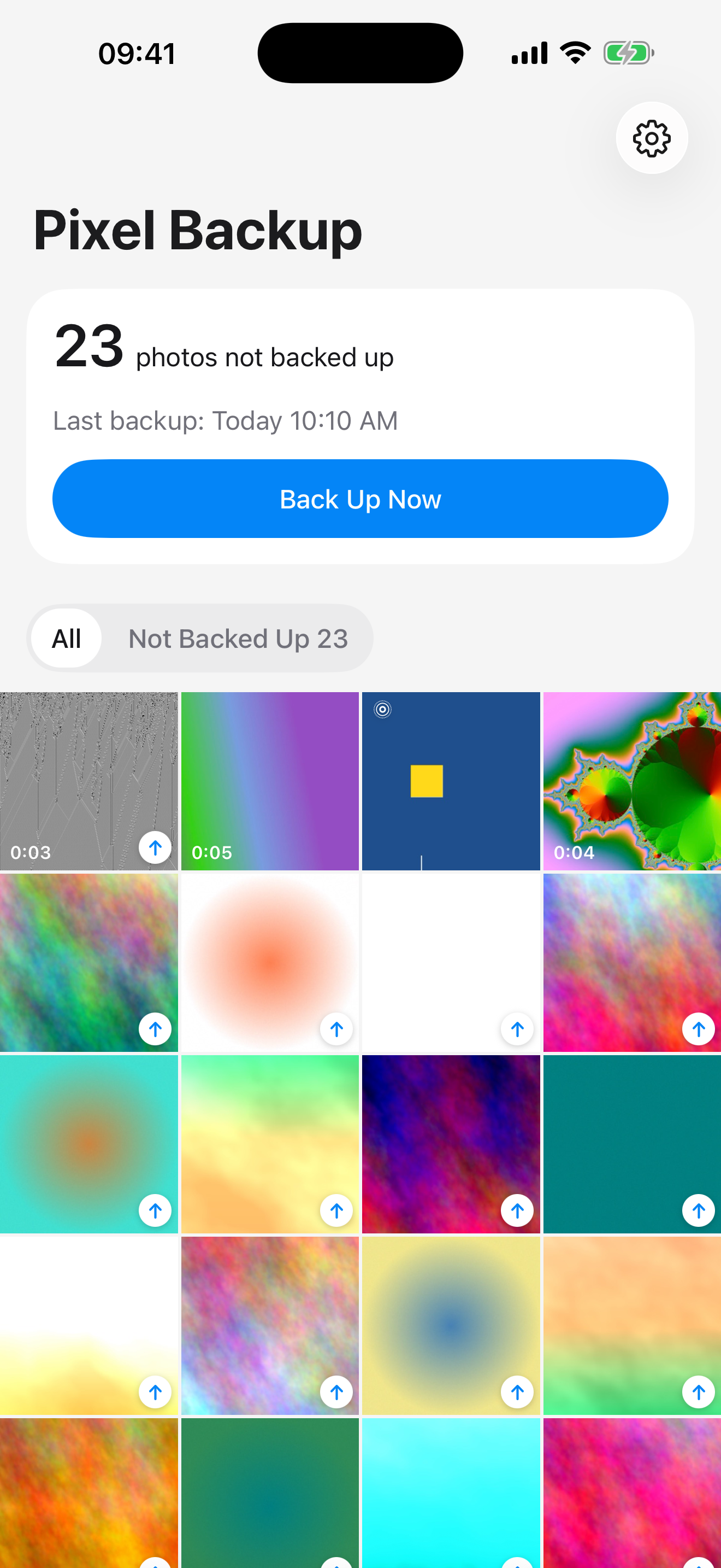 Pixel Backup showing photos still waiting to be backed up and the Back Up Now button.